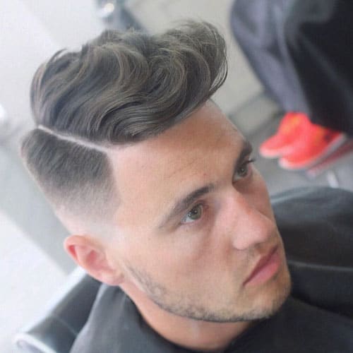 Wavy Comb Over + Low Fade + Part