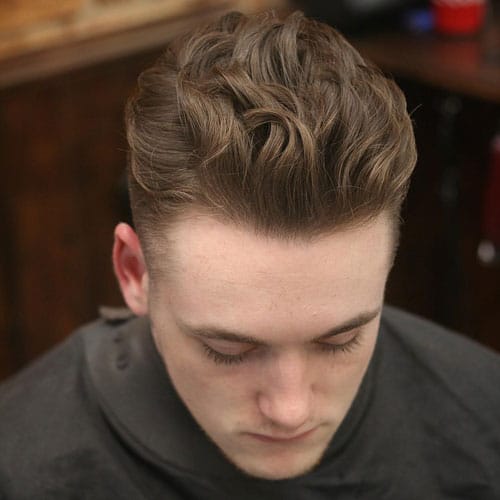 Wavy Slicked Back Hairstyle + Fade